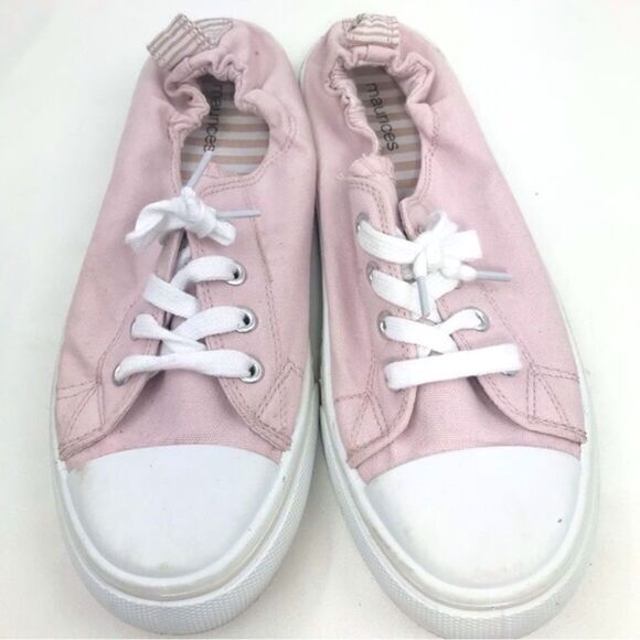 Maurices MACY Pastel Pink Slip On Lace Up Sneakers - Picture 1 of 8
